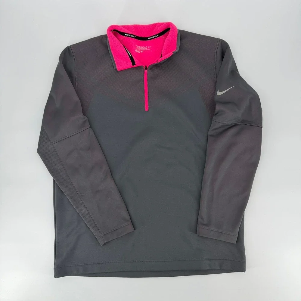 Nike Golf Therma-Fit 1/4 Zip Pullover Women Size Large Gray Pink 619846-026